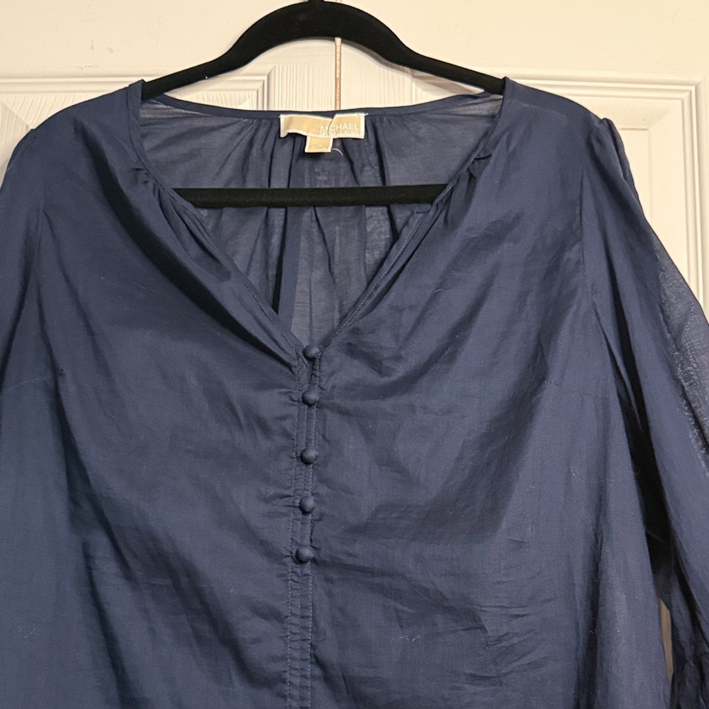 Michael Kors 100% Navy Blouse with Bell Sleeves size M - Picture 3 of 9